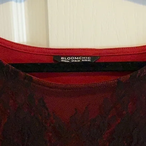 BloomChic Red and Black Lace Blouse - Picture 2 of 4